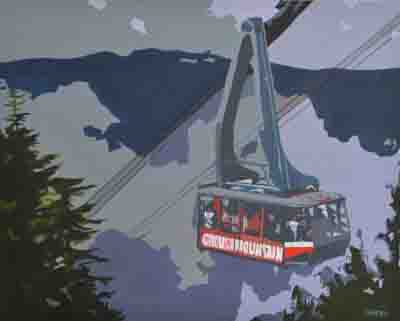 Grouse Mountain acrylic painting by Sharka Leigh.