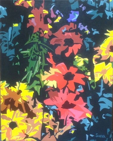 Painting of flowers at Buchart Gardens