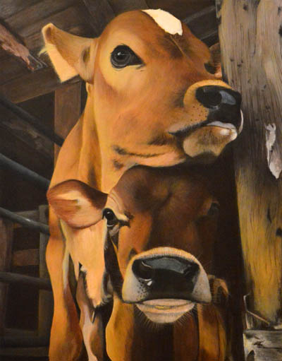 Painting of two cows